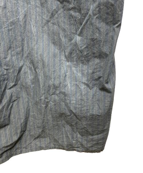 confect（コンフェクト）CONFECT (コンフェクト) 顔料コーティング ストライプシャツ グリーン×ネイビー サイズ:4の古着・服飾アイテム