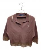 FRED PERRYフレッドペリー）の古着「SHEER TRIM KNITTED SHIRT」｜ブラウン