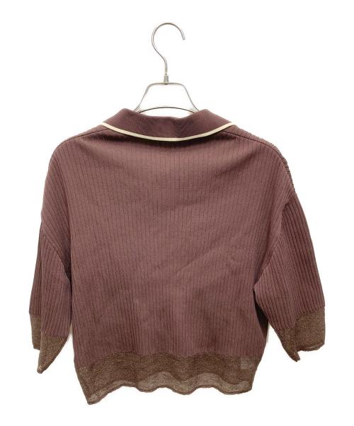 FRED PERRY（フレッドペリー）FRED PERRY (フレッドペリー) SHEER TRIM KNITTED SHIRT ブラウン サイズ:UK 10の古着・服飾アイテム