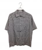 Y's for menワイズフォーメン）の古着「ギンガムチェック半袖シャツ」｜ブラック