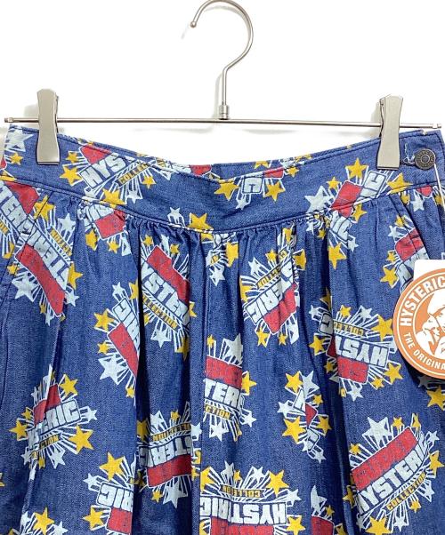 Hysteric Glamour（ヒステリックグラマー）Hysteric Glamour (ヒステリックグラマー) SUPER HYSTERIC柄 キュロットデニムスカート インディゴ サイズ:M 未使用品の古着・服飾アイテム