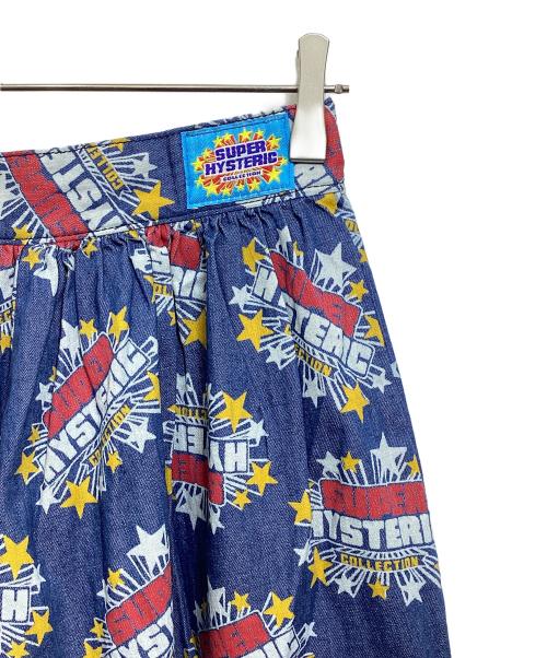 Hysteric Glamour（ヒステリックグラマー）Hysteric Glamour (ヒステリックグラマー) SUPER HYSTERIC柄 キュロットデニムスカート インディゴ サイズ:M 未使用品の古着・服飾アイテム