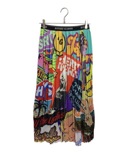 Hysteric Glamour（ヒステリックグラマー）Hysteric Glamour (ヒステリックグラマー) SUMMER OF 70s柄 ランダムプリーツスカート ブラック サイズ:FREE 未使用品の古着・服飾アイテム