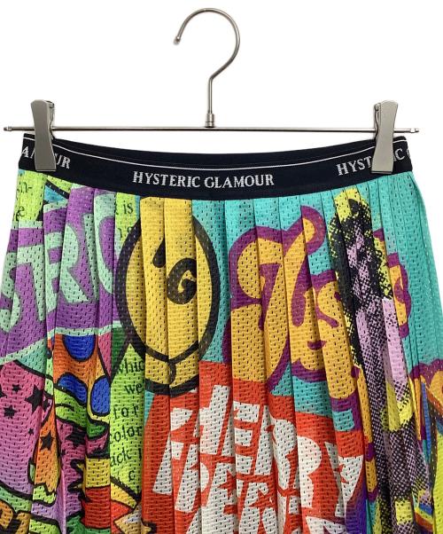 Hysteric Glamour（ヒステリックグラマー）Hysteric Glamour (ヒステリックグラマー) SUMMER OF 70s柄 ランダムプリーツスカート ブラック サイズ:FREE 未使用品の古着・服飾アイテム