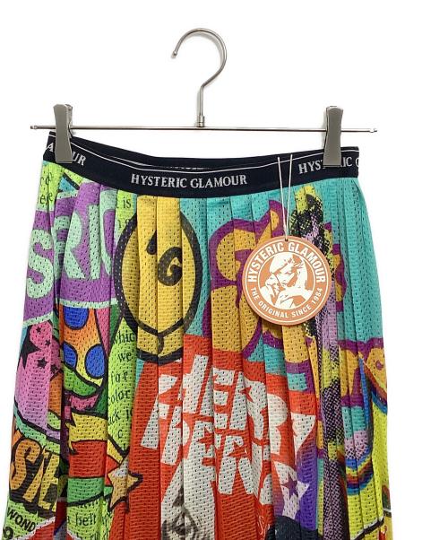 Hysteric Glamour（ヒステリックグラマー）Hysteric Glamour (ヒステリックグラマー) SUMMER OF 70s柄 ランダムプリーツスカート ブラック サイズ:FREE 未使用品の古着・服飾アイテム