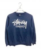 stussyステューシー）の古着「プリントスウェット」｜ネイビー