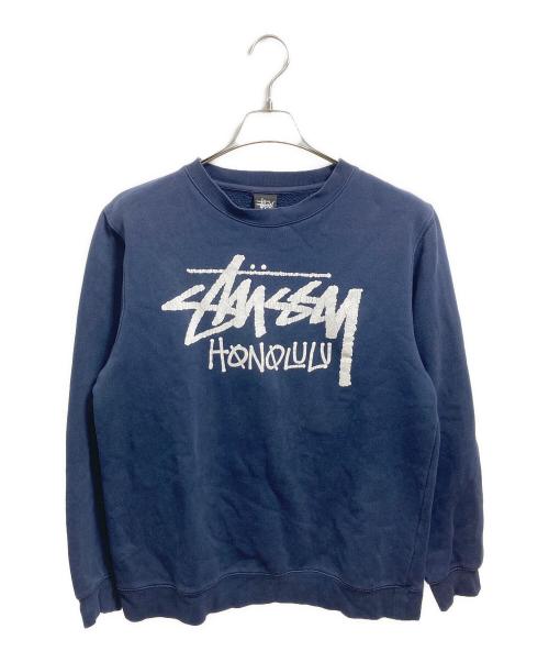 stussy（ステューシー）stussy (ステューシー) プリントスウェット ネイビー サイズ:MEDIUMの古着・服飾アイテム