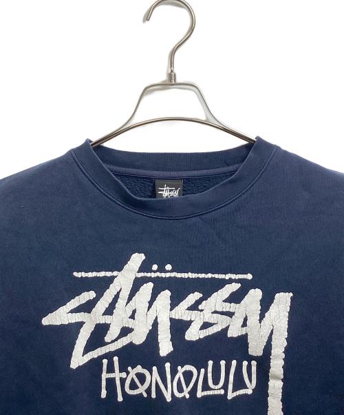 stussy（ステューシー）stussy (ステューシー) プリントスウェット ネイビー サイズ:MEDIUMの古着・服飾アイテム