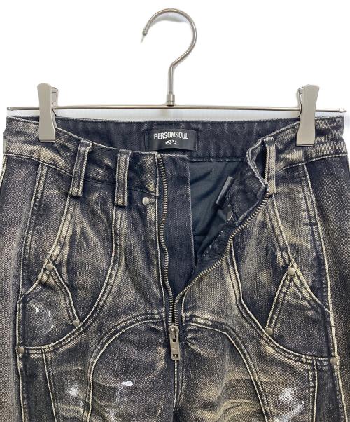 PERSONSOUL（パーソンソウル）PERSONSOUL (パーソンソウル) Graffiti Jeans ブラック サイズ:Sの古着・服飾アイテム