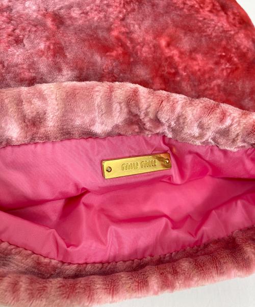 MIU MIU（ミュウミュウ）MIU MIU (ミュウミュウ) ベロア巾着 ピンクの古着・服飾アイテム