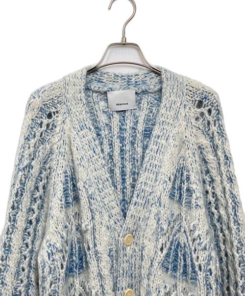 08sircus（ゼロエイトサーカス）08sircus (ゼロエイトサーカス) KID MOHAIR CABLE CARDIGAN ブルー サイズ:1の古着・服飾アイテム