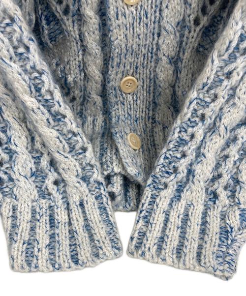 08sircus（ゼロエイトサーカス）08sircus (ゼロエイトサーカス) KID MOHAIR CABLE CARDIGAN ブルー サイズ:1の古着・服飾アイテム