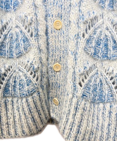 08sircus（ゼロエイトサーカス）08sircus (ゼロエイトサーカス) KID MOHAIR CABLE CARDIGAN ブルー サイズ:1の古着・服飾アイテム