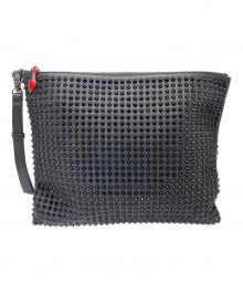 Christian Louboutin（クリスチャン・ルブタン）の古着「スタッズクラッチバッグ」｜ブラック