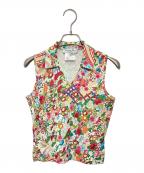 Christian Dior BOUTIQUEクリスチャン ディオールブティック）の古着「Floral Print Knit Sleeveless Cropped Tank Top」｜ピンク