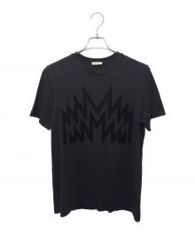 MONCLER（モンクレール）の古着「フロッキープリントロゴTシャツ」｜ブラック