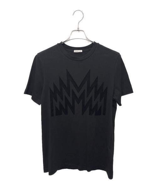 MONCLER（モンクレール）MONCLER (モンクレール) フロッキープリントロゴTシャツ ブラック サイズ:Sの古着・服飾アイテム