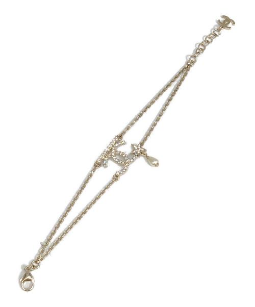 CHANEL（シャネル）CHANEL (シャネル) ココマーク メタルストラスパールブレスレット ゴールドの古着・服飾アイテム
