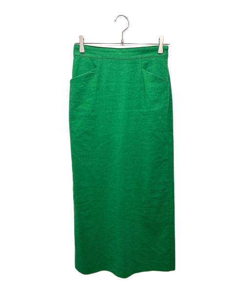 BALLSEY（ボールジィ）BALLSEY (ボールジィ) トリアセテートリネンストレッチ タイトロングスカート グリーン サイズ:34の古着・服飾アイテム