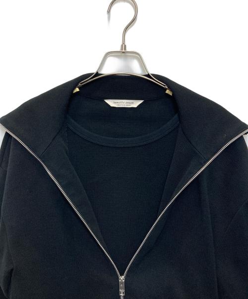 beautiful people（ビューティフルピープル）beautiful people (ビューティフルピープル) double-front ELS surf cotton cardigan ブラック サイズ:40の古着・服飾アイテム