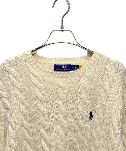 POLO RALPH LAUREN（ポロ・ラルフローレン）POLO RALPH LAUREN (ポロ・ラルフローレン) ケーブルニット アイボリー サイズ:Mの古着・服飾アイテム