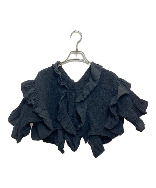 me ISSEY MIYAKE（ミーイッセイ ミヤケ）me ISSEY MIYAKE (ミーイッセイ ミヤケ) シワ加工カーディガン ブラック サイズ:表記なしの古着・服飾アイテム