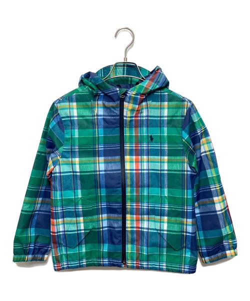 POLO RALPH LAUREN（ポロ・ラルフローレン）POLO RALPH LAUREN (ポロ・ラルフローレン) P-Layer 1 Water-Repellent Hooded Jacket グリーン×ネイビー サイズ:S(8) 140 未使用品の古着・服飾アイテム