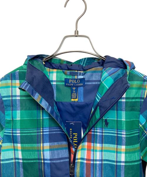POLO RALPH LAUREN（ポロ・ラルフローレン）POLO RALPH LAUREN (ポロ・ラルフローレン) P-Layer 1 Water-Repellent Hooded Jacket グリーン×ネイビー サイズ:S(8) 140 未使用品の古着・服飾アイテム