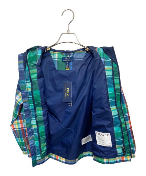 POLO RALPH LAUREN（ポロ・ラルフローレン）POLO RALPH LAUREN (ポロ・ラルフローレン) P-Layer 1 Water-Repellent Hooded Jacket グリーン×ネイビー サイズ:S(8) 140 未使用品の古着・服飾アイテム
