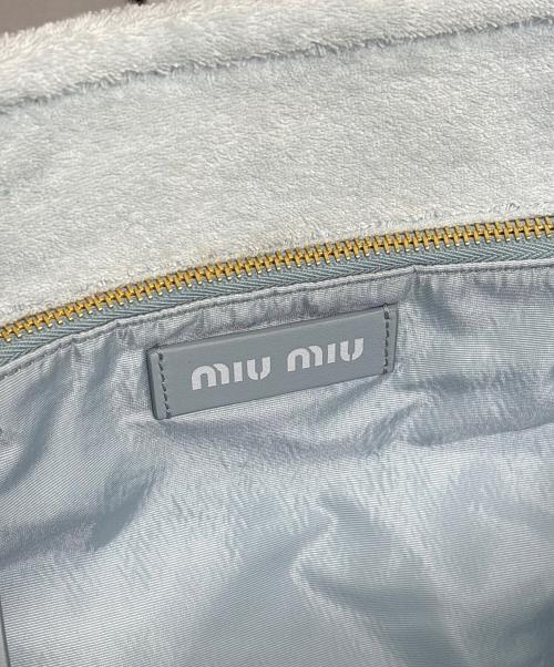 MIU MIU（ミュウミュウ）MIU MIU (ミュウミュウ) テリークロス パイル地2wayトートバッグ スカイブルーの古着・服飾アイテム