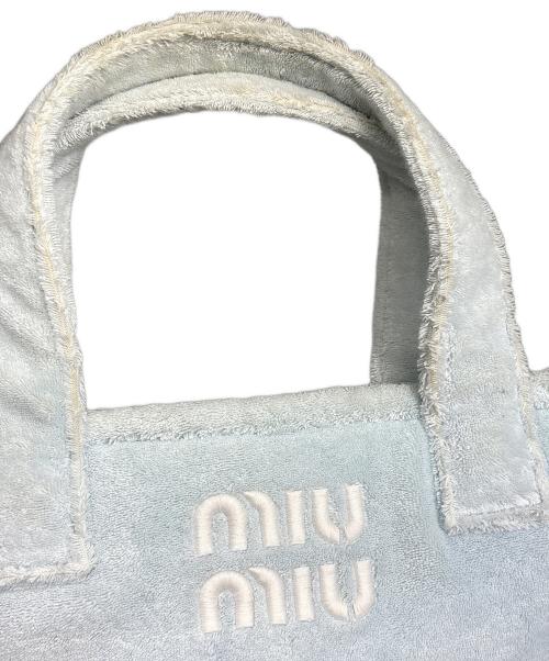MIU MIU（ミュウミュウ）MIU MIU (ミュウミュウ) テリークロス パイル地2wayトートバッグ スカイブルーの古着・服飾アイテム