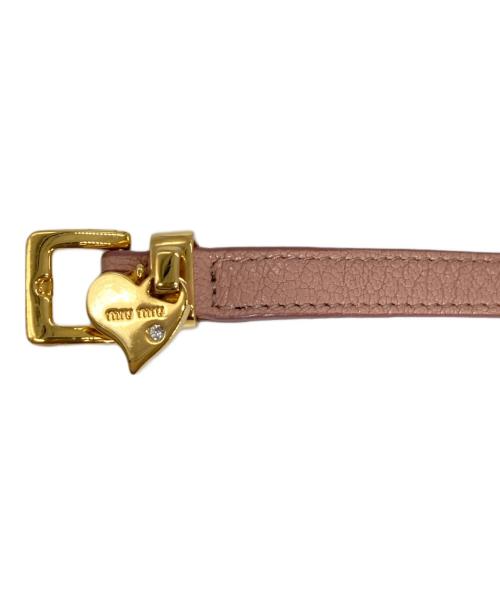 MIU MIU（ミュウミュウ）MIU MIU (ミュウミュウ) レザーブレスレット ピンクの古着・服飾アイテム