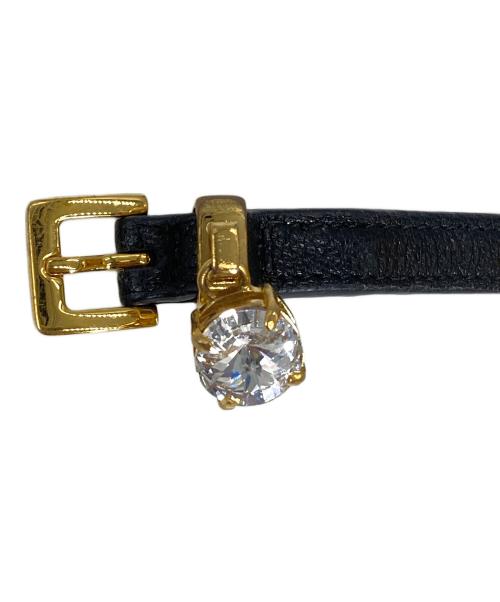 MIU MIU（ミュウミュウ）MIU MIU (ミュウミュウ) レザーブレスレット ブラックの古着・服飾アイテム