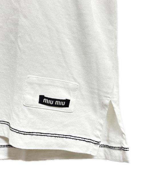 MIU MIU（ミュウミュウ）MIU MIU (ミュウミュウ) ビジュー装飾Tシャツ ホワイト サイズ:Sの古着・服飾アイテム