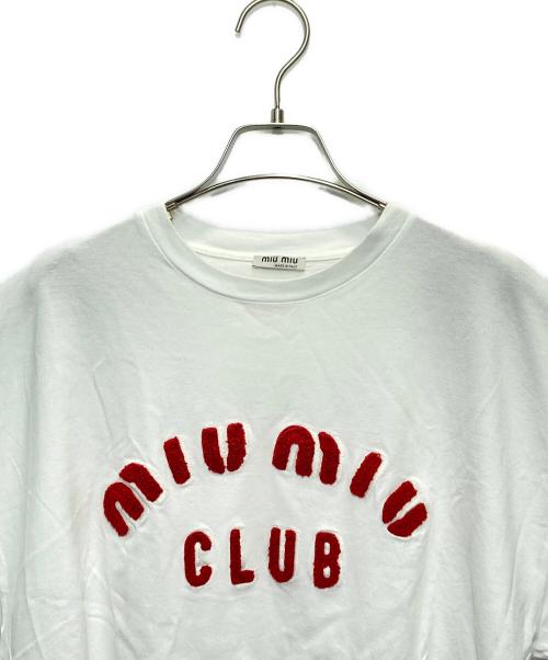 MIU MIU（ミュウミュウ）MIU MIU (ミュウミュウ) クロップドCLUBTシャツ ホワイト サイズ:Sの古着・服飾アイテム