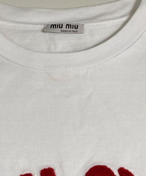 MIU MIU（ミュウミュウ）MIU MIU (ミュウミュウ) クロップドCLUBTシャツ ホワイト サイズ:Sの古着・服飾アイテム
