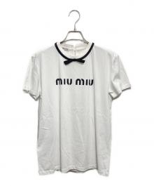 MIU MIU（ミュウミュウ）の古着「ロゴリボンTシャツ」｜ホワイト