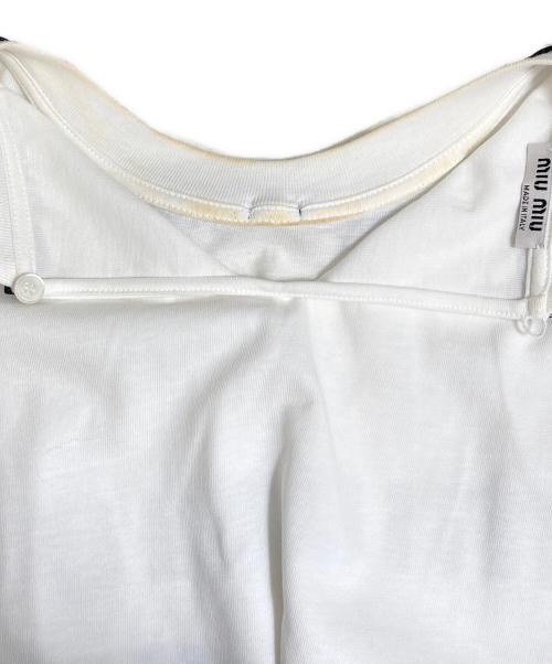 MIU MIU（ミュウミュウ）MIU MIU (ミュウミュウ) ロゴリボンTシャツ ホワイト サイズ:Sの古着・服飾アイテム