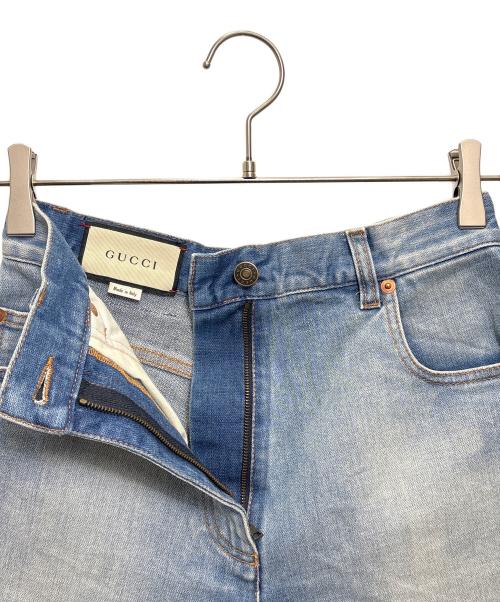 GUCCI（グッチ）GUCCI (グッチ) バックチェリーロゴカットオフデニムショートパンツ スカイブルー サイズ:25の古着・服飾アイテム