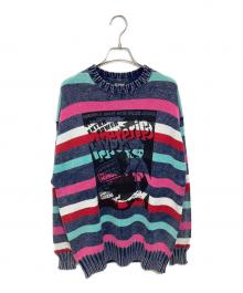 Hysteric Glamour×original Blues（ヒステリックグラマー×オリジナルブルース）の古着「YOUNG AND HUNGRY pt プルオーバーニット」｜ネイビー