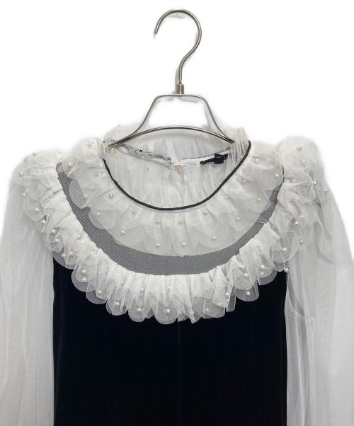 Sister Jane（シスタージェーン）Sister Jane (シスタージェーン) ベロア切替レースワンピース ブラック サイズ:Mの古着・服飾アイテム