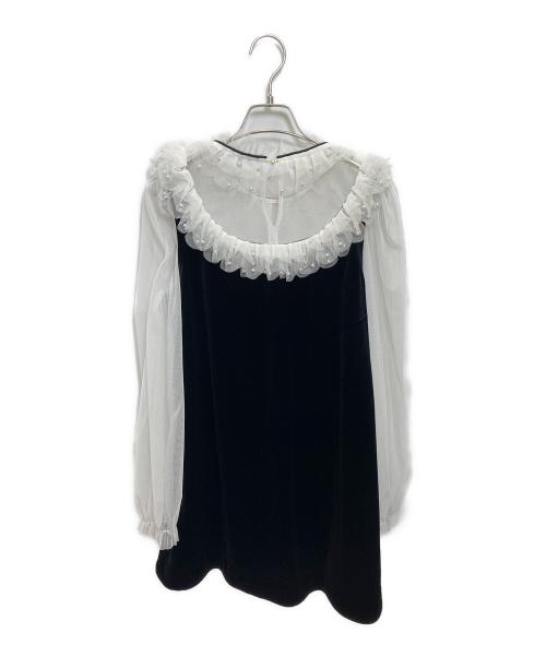 Sister Jane（シスタージェーン）Sister Jane (シスタージェーン) ベロア切替レースワンピース ブラック サイズ:Mの古着・服飾アイテム