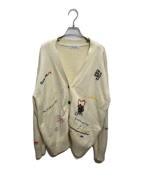MAISON SPECIAL（メゾンスペシャル）MAISON SPECIAL (メゾンスペシャル) Life Word Embroidery Knit Cardigan ベージュ サイズ:FREEの古着・服飾アイテム