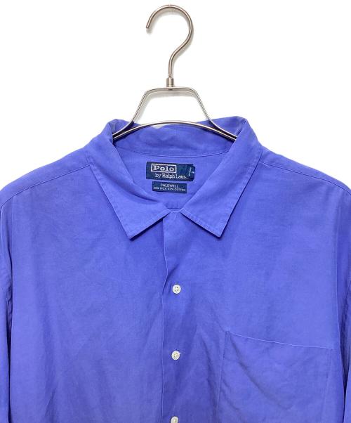 POLO RALPH LAUREN（ポロ・ラルフローレン）POLO RALPH LAUREN (ポロ・ラルフローレン) CALDWELL シルクコットンS/S開襟シャツ スカイブルー サイズ:XXLの古着・服飾アイテム