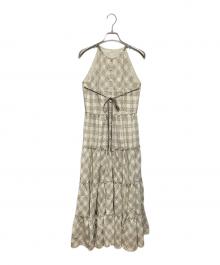 M ME EME（エムミーエメ）の古着「Halter check slit long onepiece」｜アイボリー