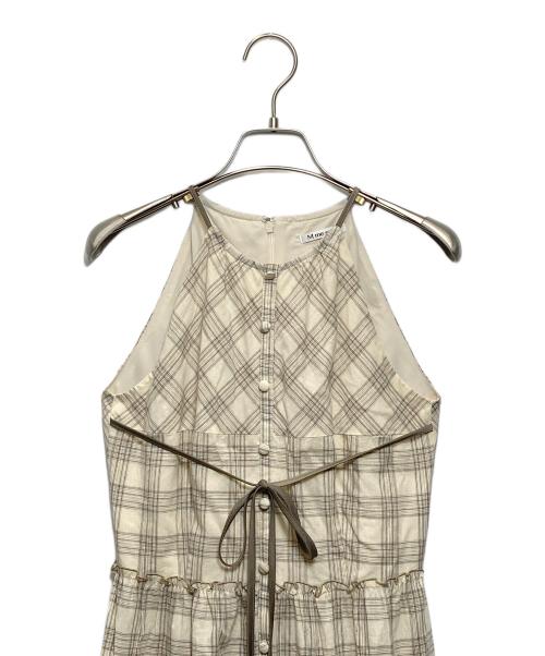 M ME EME（エムミーエメ）m me eme (エムミーエメ) Halter check slit long onepiece アイボリー サイズ:Fの古着・服飾アイテム