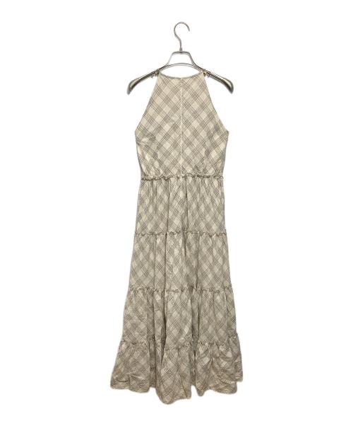 M ME EME（エムミーエメ）m me eme (エムミーエメ) Halter check slit long onepiece アイボリー サイズ:Fの古着・服飾アイテム