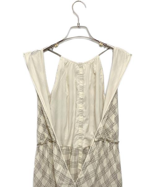 M ME EME（エムミーエメ）m me eme (エムミーエメ) Halter check slit long onepiece アイボリー サイズ:Fの古着・服飾アイテム