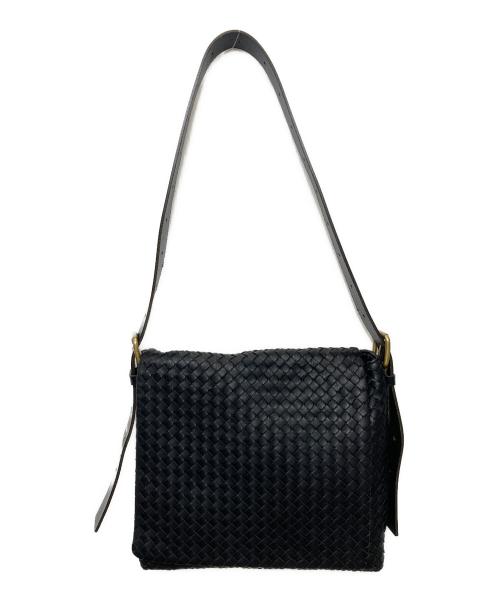 BOTTEGA VENETA（ボッテガベネタ）BOTTEGA VENETA (ボッテガベネタ) イントレチャートショルダーバッグ ブラックの古着・服飾アイテム