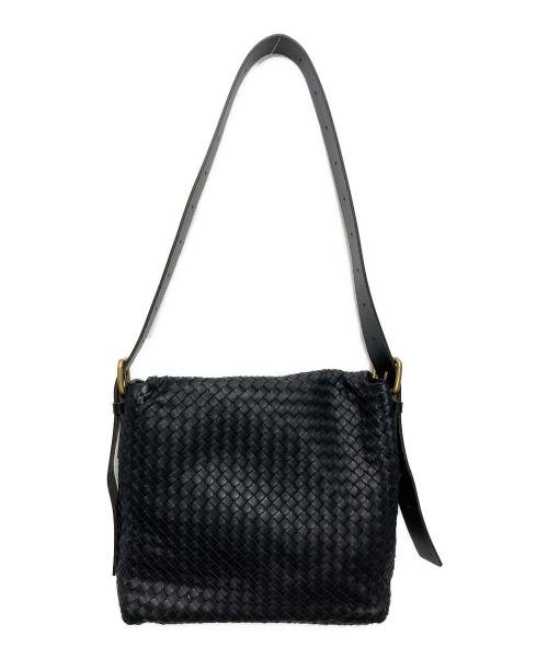 BOTTEGA VENETA（ボッテガベネタ）BOTTEGA VENETA (ボッテガベネタ) イントレチャートショルダーバッグ ブラックの古着・服飾アイテム